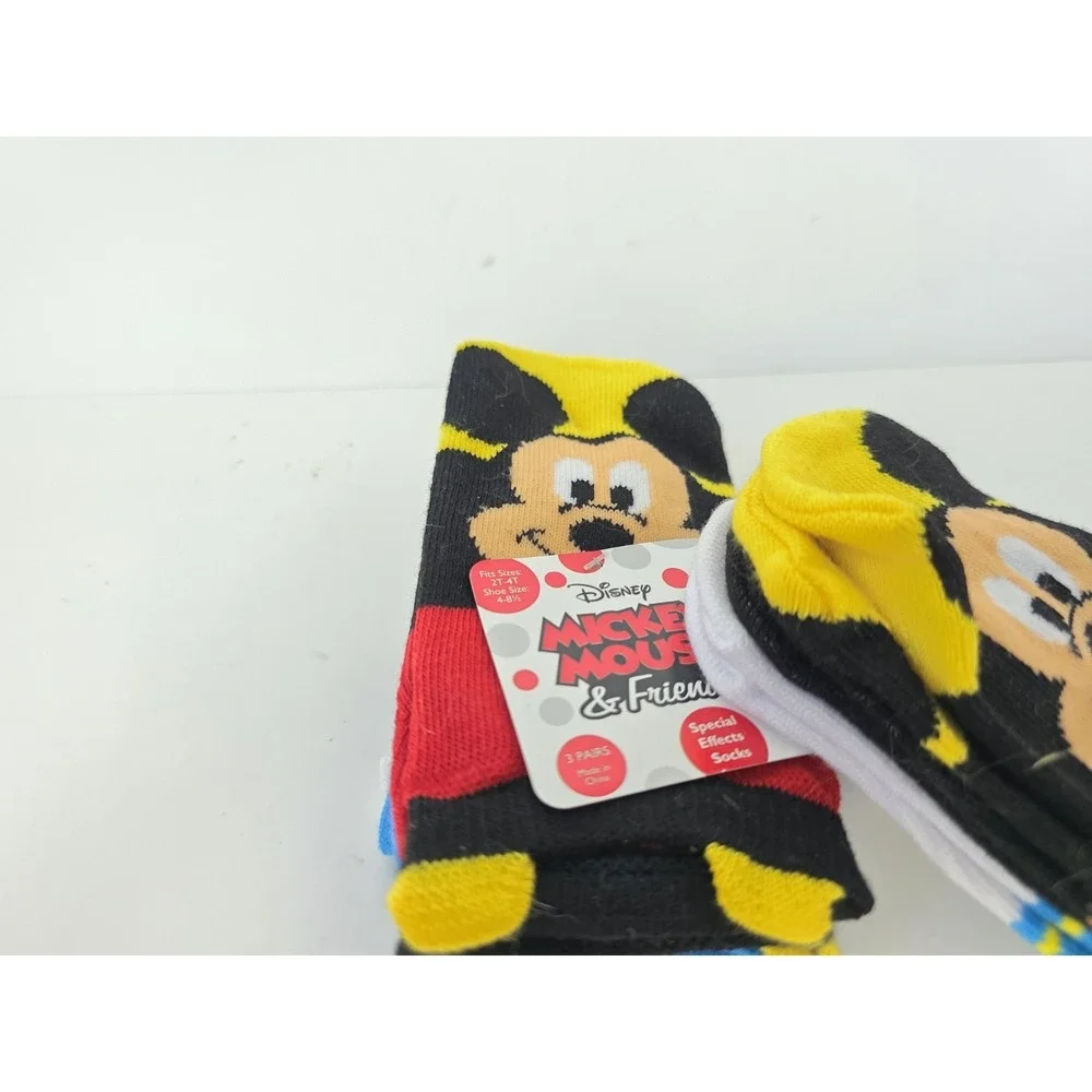 Disney Mickey Mouse & Friends socks 2T-4T shoe size 4-8 1/2 Donald Goofy 6 pairs
